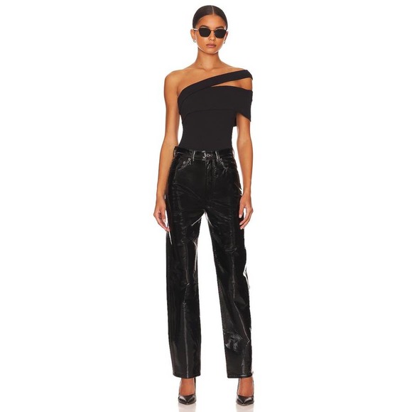 Agolde Denim - Agolde 90’s Recycled Leather Pinch Waist Pants in Black Patent 26